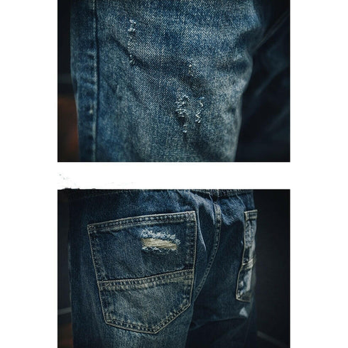 【OUTLET/即納】ダメージフェードデニムロングパンツ P0002