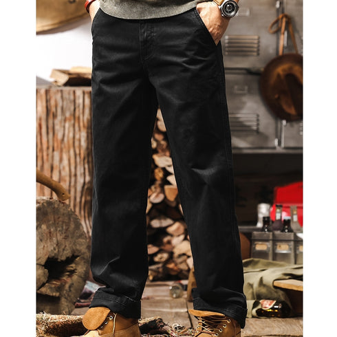 Retro Workwear Loose Straight Pants P1273