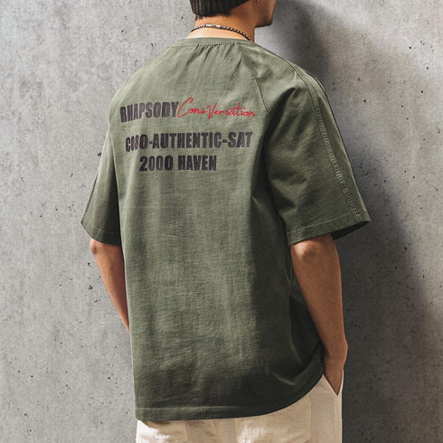 ピグメントウォッシュバックプリント半袖Tシャツ P2044