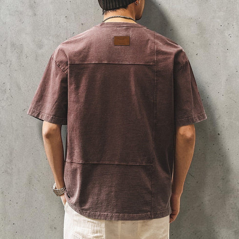 ウォッシュドパッチディテール半袖Tシャツ P2046