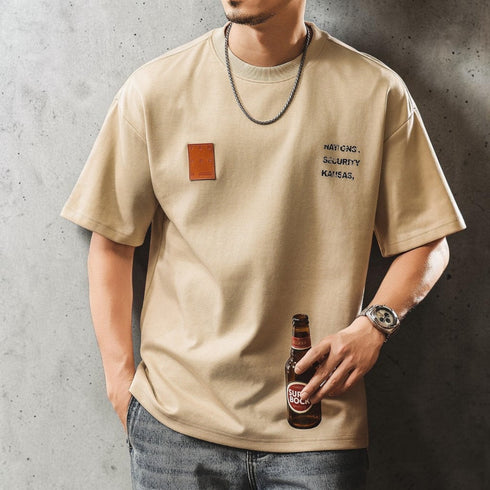 スクエアパッチプリント半袖Tシャツ P2163