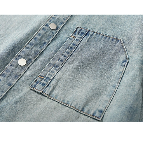 Washed Loose Denim Overshirt P1270
