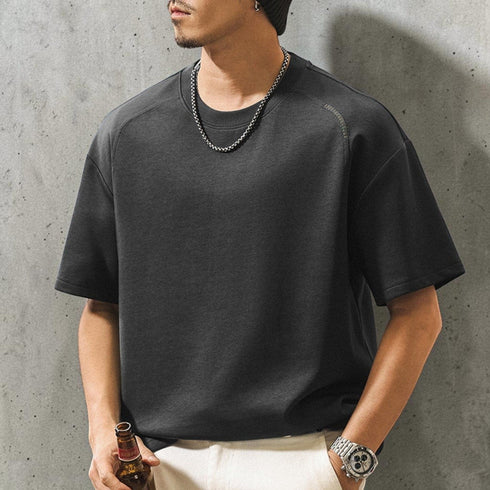 【OUTLET/即納】ラウンドネックドロップショルダーTシャツ P2083
