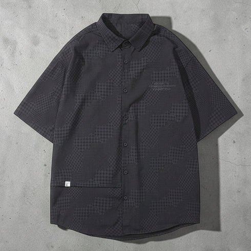 ワークチェックオーバーサイズ半袖シャツ P2009