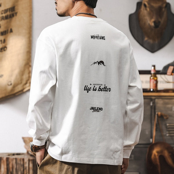 Casual White Long-sleeved T-shirt P1235