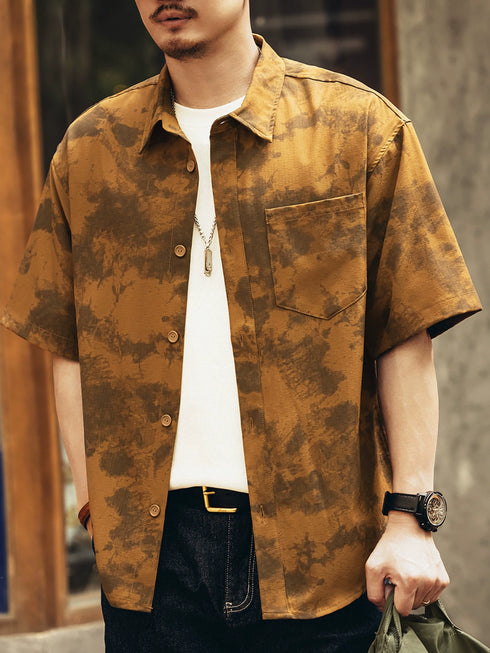 Vintage Marble Print Short Shirt P1339