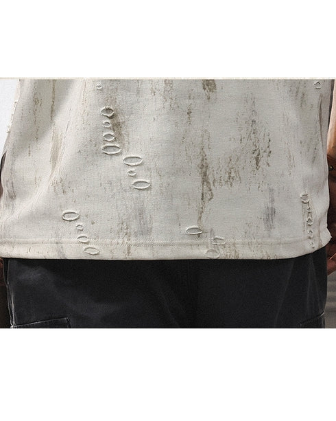 Abstract Bleach Damage Short Sleeve T-Shirt P1382