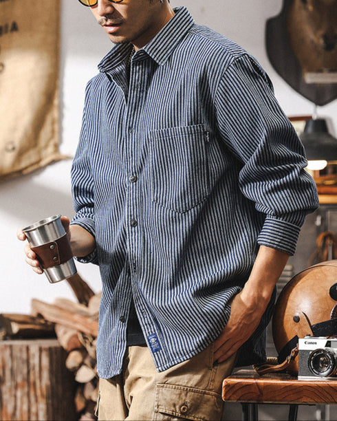 Retro Striped Casual Shirt P1276