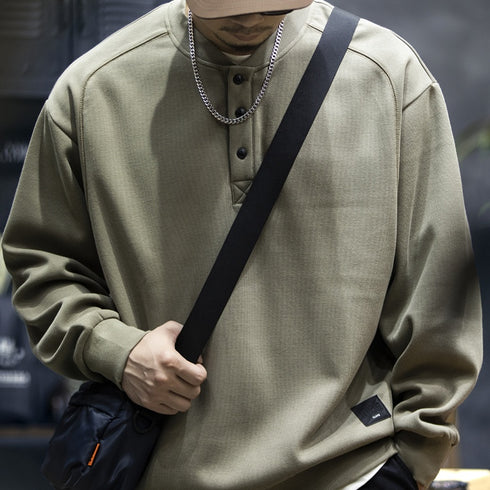 Henley Collar Sweatshirt P1051