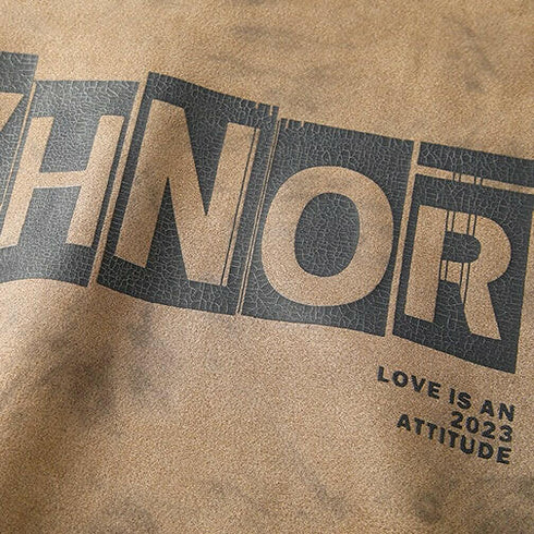 Fake Suede Print Hoodie P0667