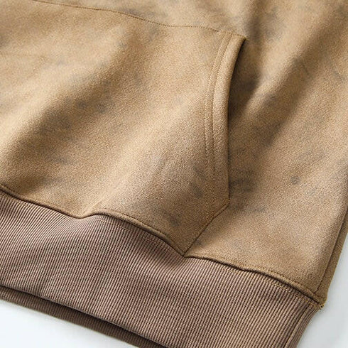 Fake Suede Print Hoodie P0667