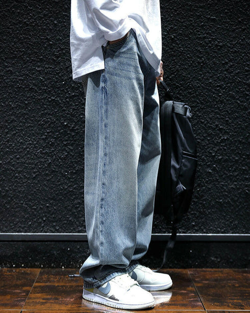 【OUTLET/即納】ウォッシュドワイドストレートジーンズ P0063