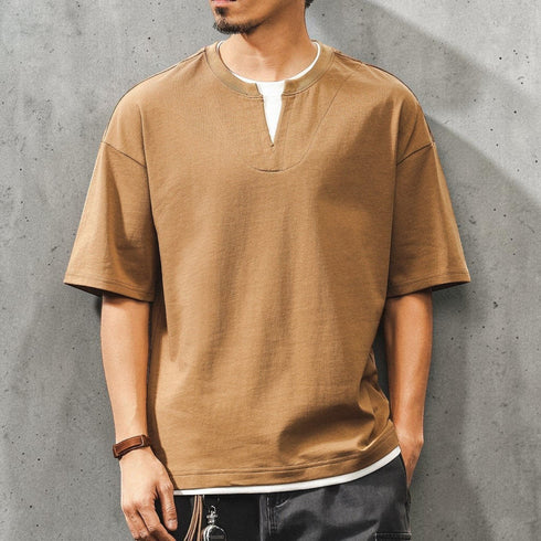 キーネックレイヤード半袖Tシャツ P2020