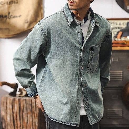 Washed Loose Denim Overshirt P1270