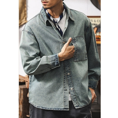 Washed Loose Denim Overshirt P1270
