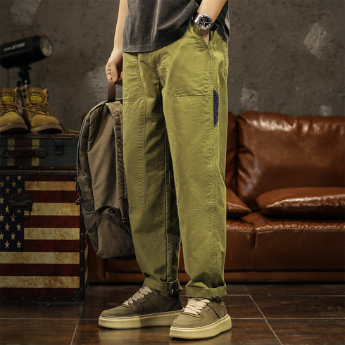 Straight Roll-up Pants Slim Casual Pants P1019