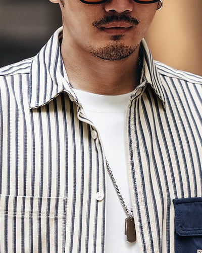 Vintage Style Stripe Work Shirt P1335