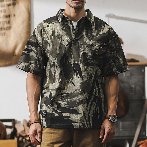 Loose Camouflage Casual Half-sleeved Polo Shirt P0950