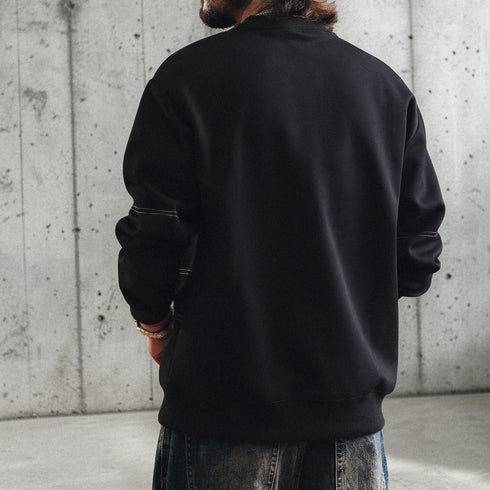 シンプルラインステッチアクセント長袖スウェット P1996