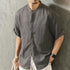 【OUTLET/即納】ノーカラーボタンフロント半袖シャツ P2058
