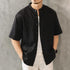 【OUTLET/即納】ノーカラーボタンフロント半袖シャツ P2058