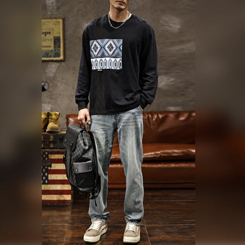 American Retro Long-sleeved T-shirt P1038