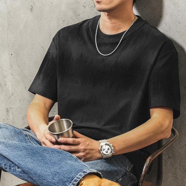 リラックスジャカードライン半袖Tシャツ P2019