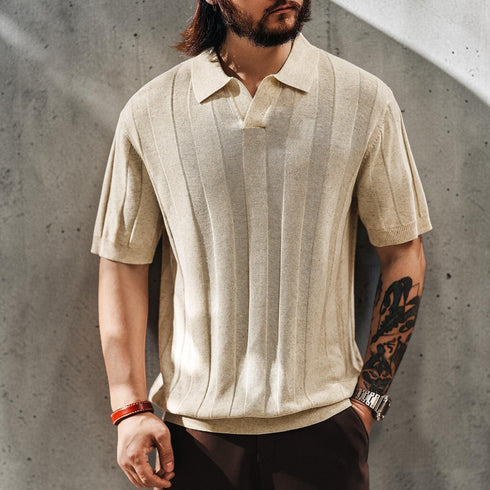 【OUTLET/即納】リブニットポロ半袖シャツ P2061
