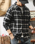 Faded Plaid Long Sleeve Cotton Shirt P1316