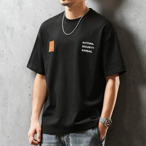 スクエアパッチプリント半袖Tシャツ P2163