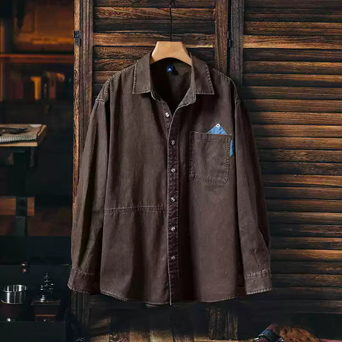 Contrasting Color Stitched Pocket Shirt P1175