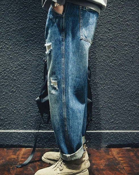 【BLUE LABEL】Ripped Straight Jeans P0019.