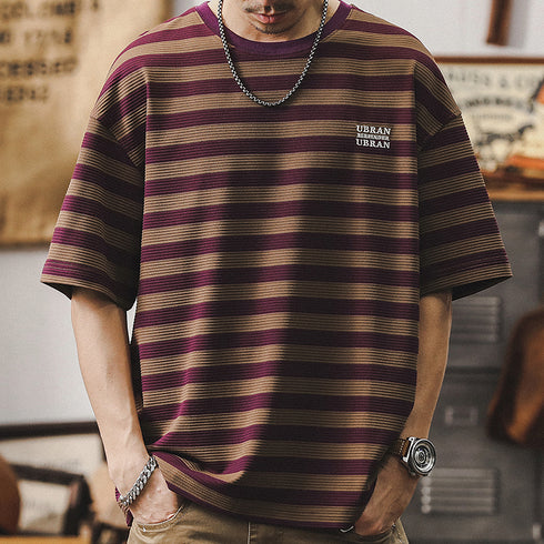 Short-sleeved T-shirt Striped Top P0961