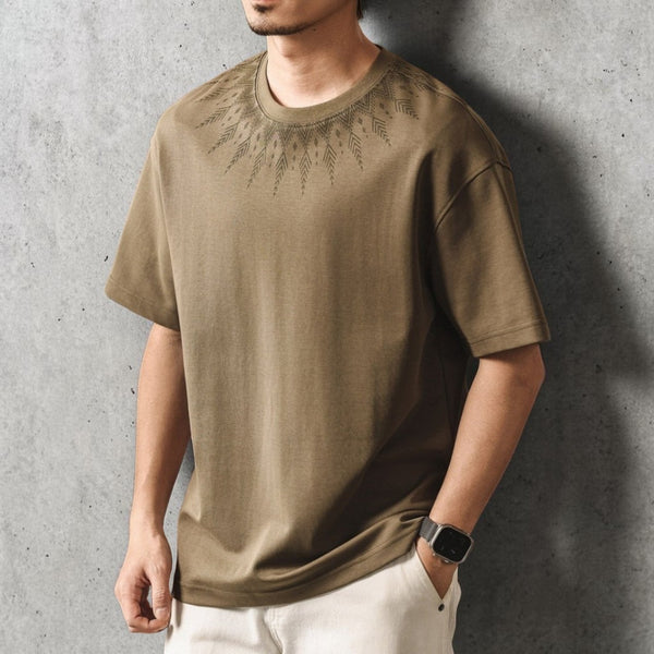 ジオメトリックプリントクルーネック半袖Tシャツ P2048