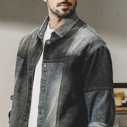 American Colorblocking Denim-shirt P0327