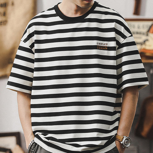 Short-sleeved T-shirt Striped Top P0961