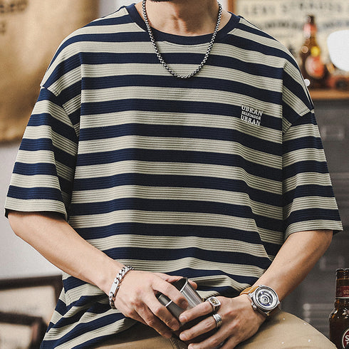 Short-sleeved T-shirt Striped Top P0961