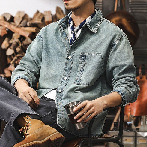 Washed Loose Denim Overshirt P1270