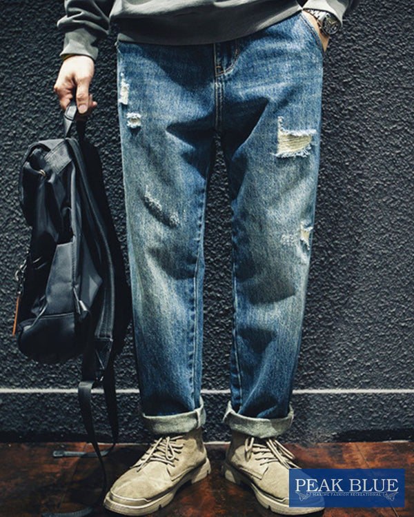 【OUTLET/即納】リップドストレートジーンズ P0019