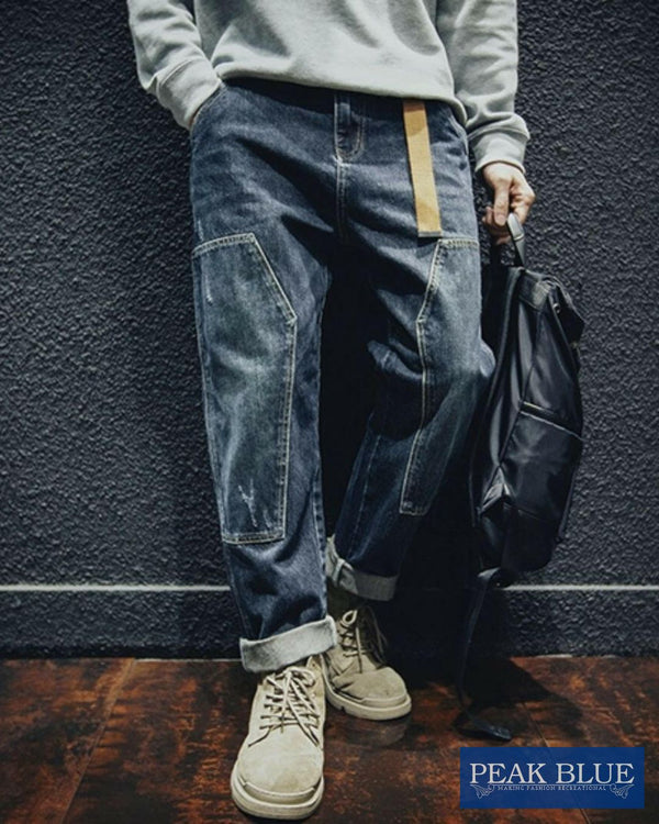【BLUE LABEL】Loose Straight Double Knee Jeans P0752