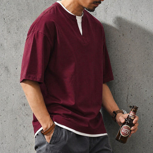 キーネックレイヤード半袖Tシャツ P2020