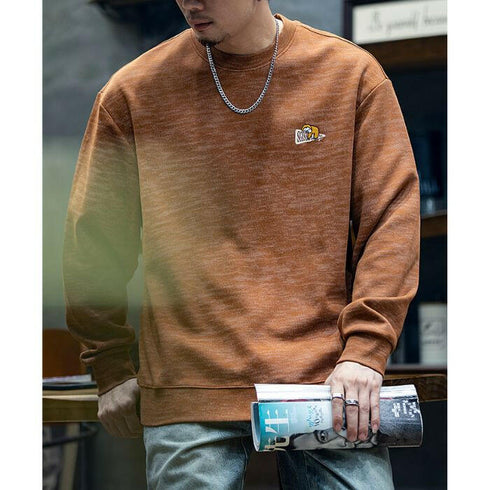 Print Long-Sleeved Loose Big Yards Round Neck T-shirt P0391