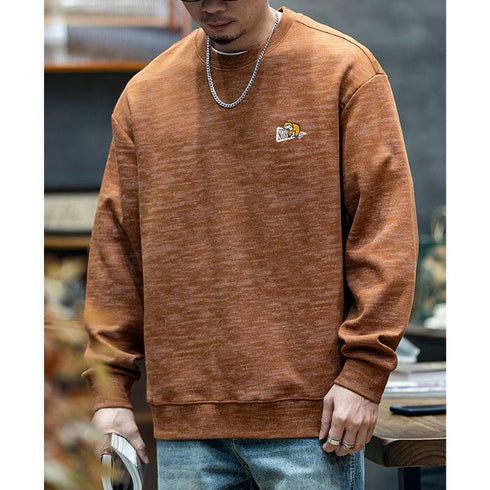 Print Long-Sleeved Loose Big Yards Round Neck T-shirt P0391