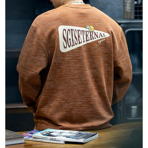 Print Long-Sleeved Loose Big Yards Round Neck T-shirt P0391