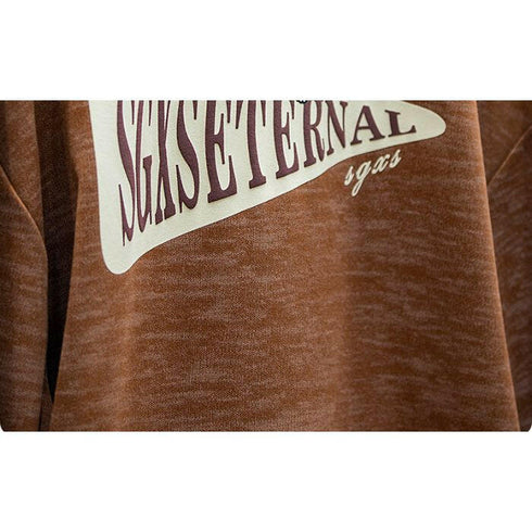 Print Long-Sleeved Loose Big Yards Round Neck T-shirt P0391