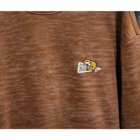 Print Long-Sleeved Loose Big Yards Round Neck T-shirt P0391