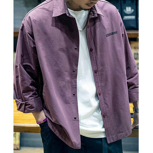 American Long-sleeved Loose Casual Shirt P0410