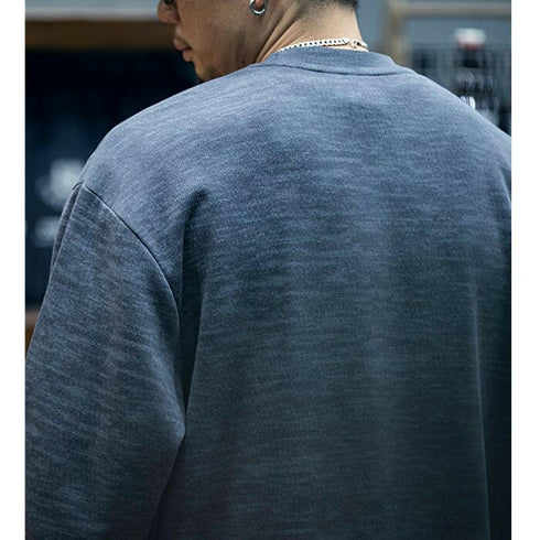 American Print Long-Sleeved Loose Round Neck T-shirt P0418