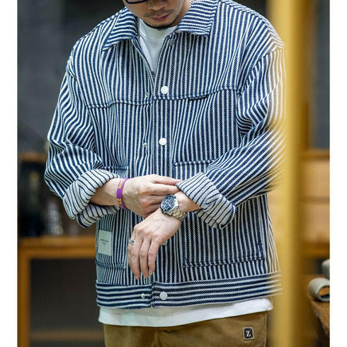 【OUTLET/即納】ヒッコリーストライプワークジャケット P0458