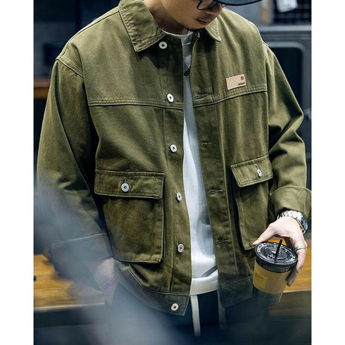 Cotton Loose Tide Big Size Trend Lapel Casual Jacket P0462